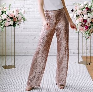 Jackie Sequin Pants in Champagne Gold